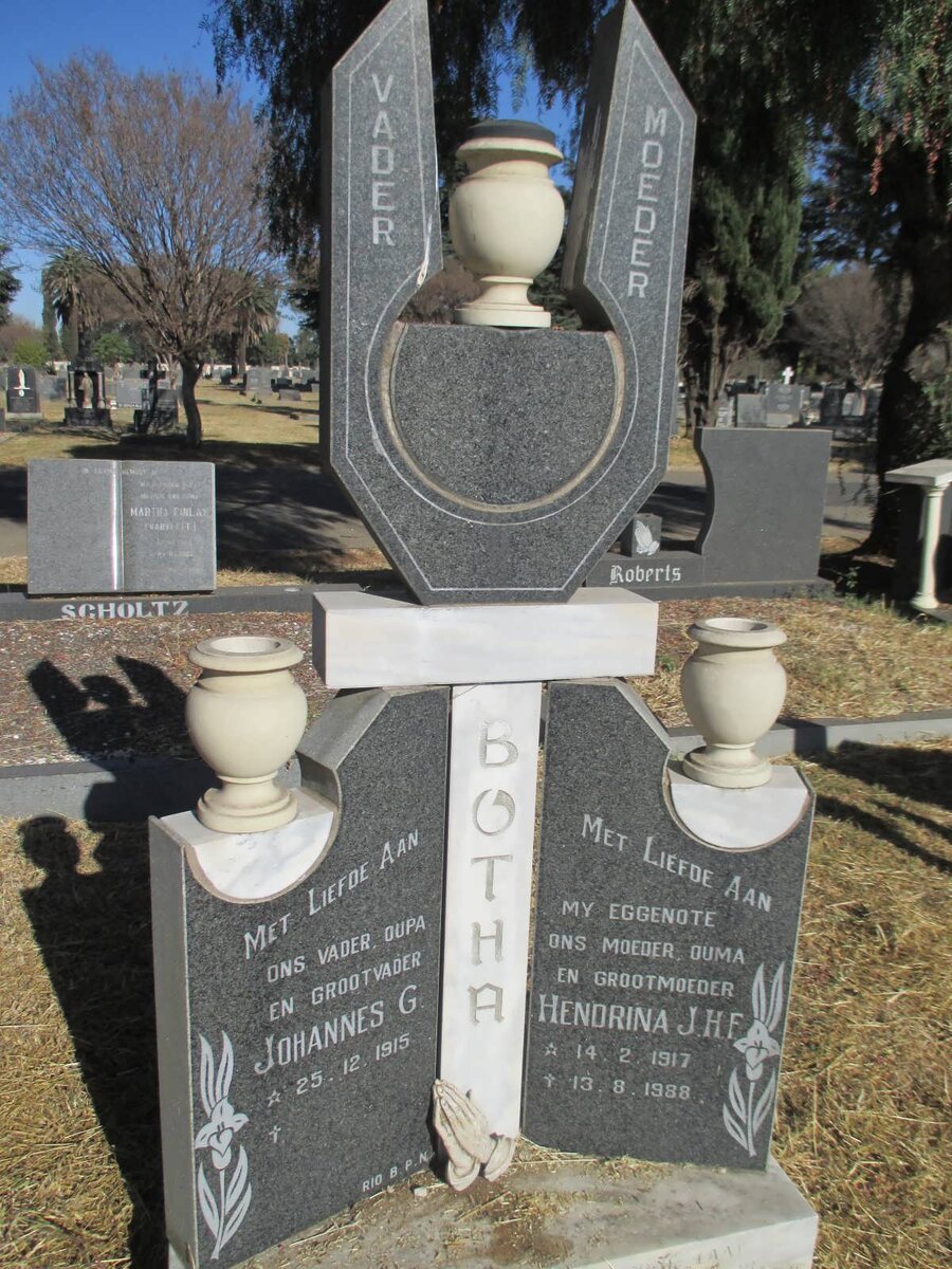 BOTHA Johannes G. 1915- &amp; Hendrina J.H.F. 1917-1988