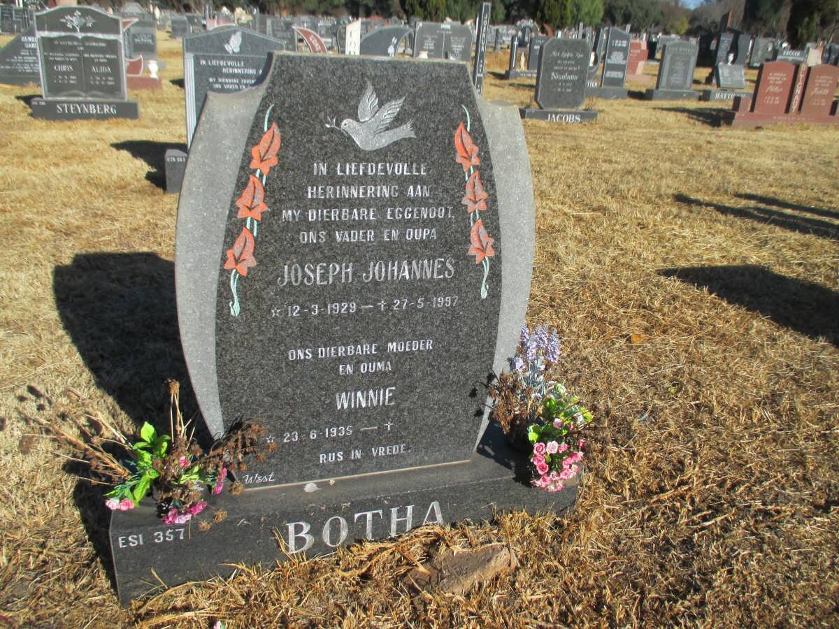 BOTHA Joseph Johannes 1929-1997 &amp; Winnie 1935-