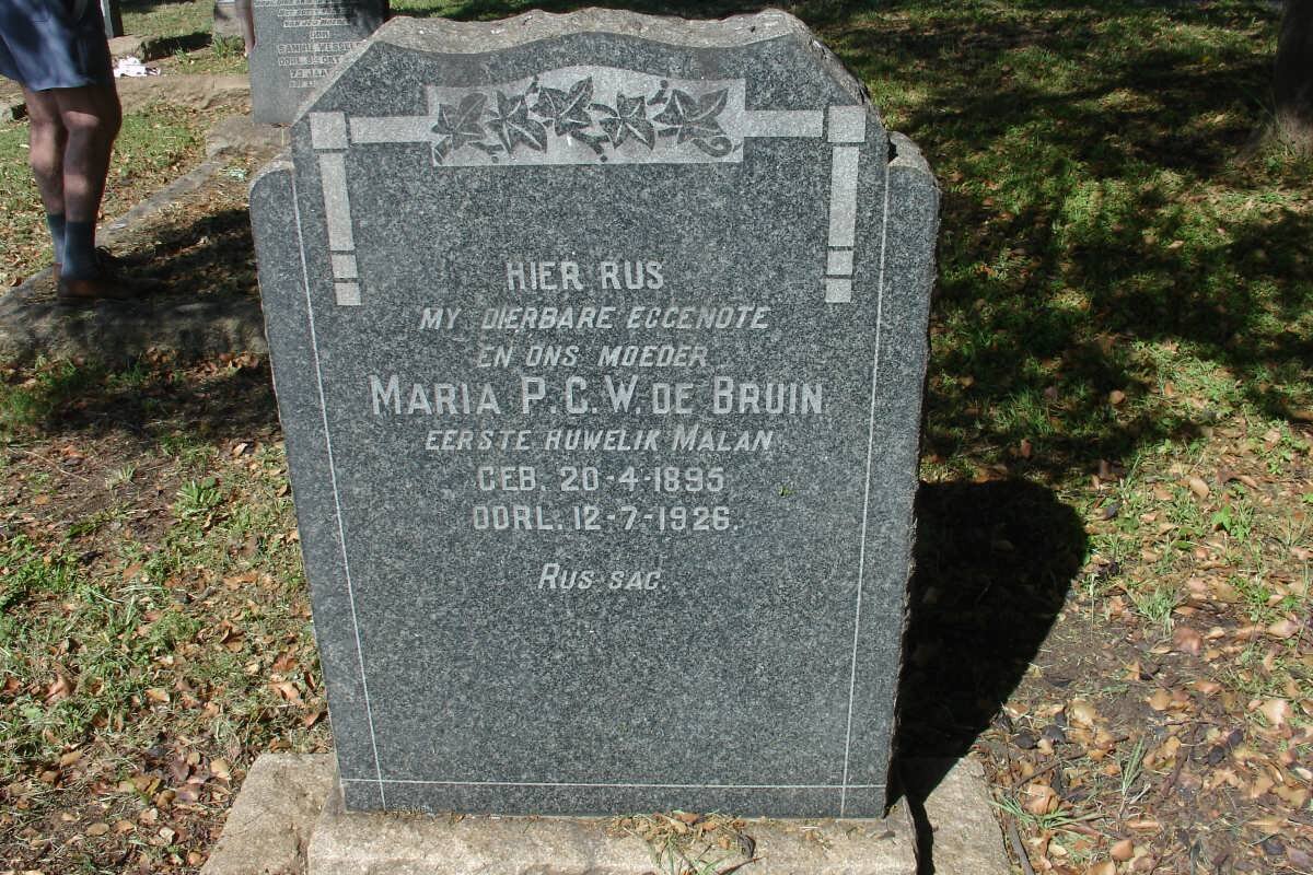 BRUIN Maria P.C.W., de voorheen MALAN 1895-1926