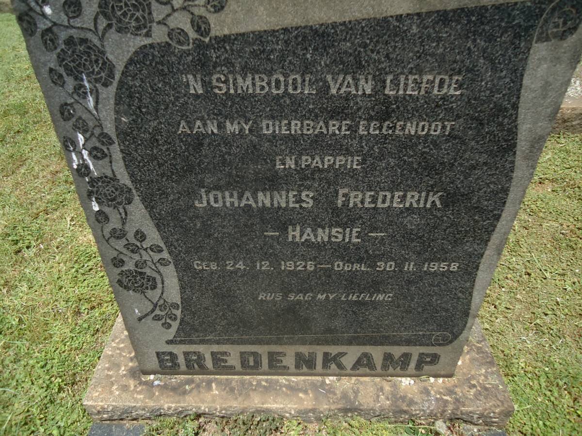 BREDENKAMP Johannes Frederik 1926-1956