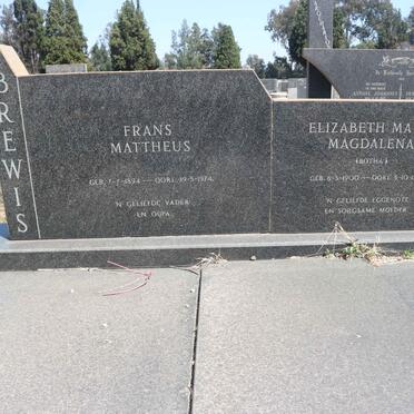 BREWIS Frans Mattheus 1894-1974 & Elizabeth Maria Magdalena BOTHA 1900-1970
