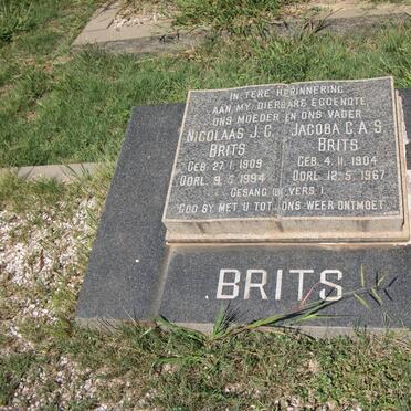 BRITS Nicolaas J.C. 1909-1994 &amp; Jacoba C.A.S. 1904-1967