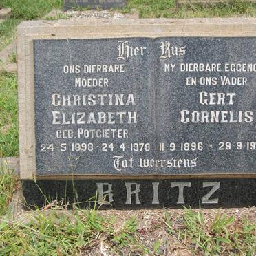 BRITZ Gert Cornelis 1896-1960 &amp; Christina Elizabeth POTGIETER 1898-1978