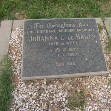 BRUYN Johanna C., de nee DE WET 1892-1967