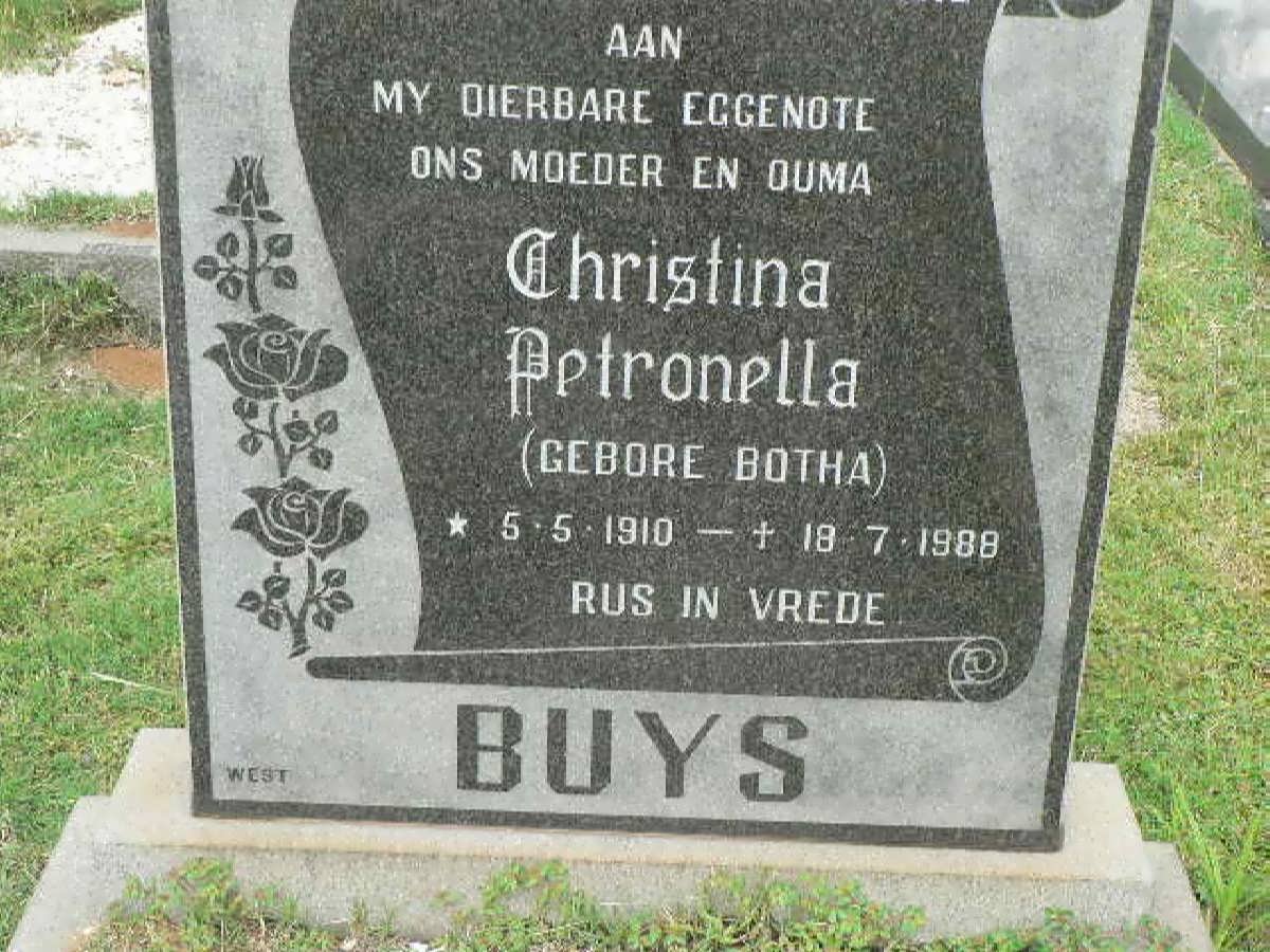 BUYS Christina Petronella nee BOTHA 1910-1988