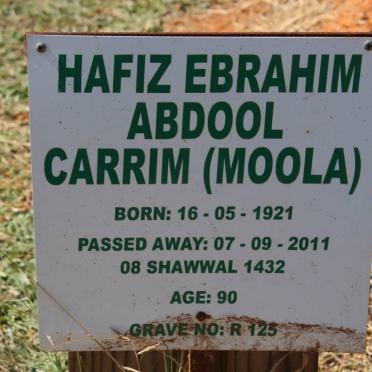 CARRIM Hafiz Ebrahim Abdool 1921-2011