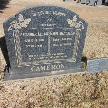 CAMERON Alexander Allan 1878-1955 &amp; Maria Magdalena 1890-1953