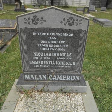 CAMERON Nicolas Douglas, MALAN 1906-1972 &amp; Emmerentia Johester 1917-1998