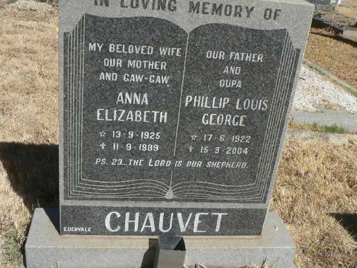 CHAUVET Phillip Louis George 1922-2004 &amp; Anna Elizabeth 1925-1989