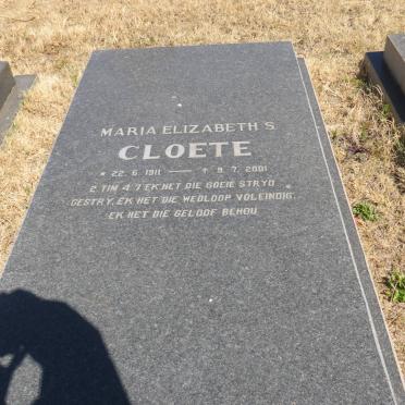 CLOETE Maria Elizabeth S. 1911-2001