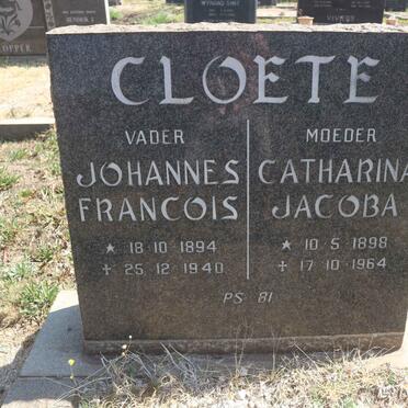 CLOETE Johannes Francois 1894-1940 & Catharina Jacoba 1898-1964