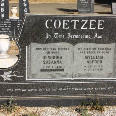 COETZEE William Alfred 1931-1988 &amp; Hendrina Susanna 1936-