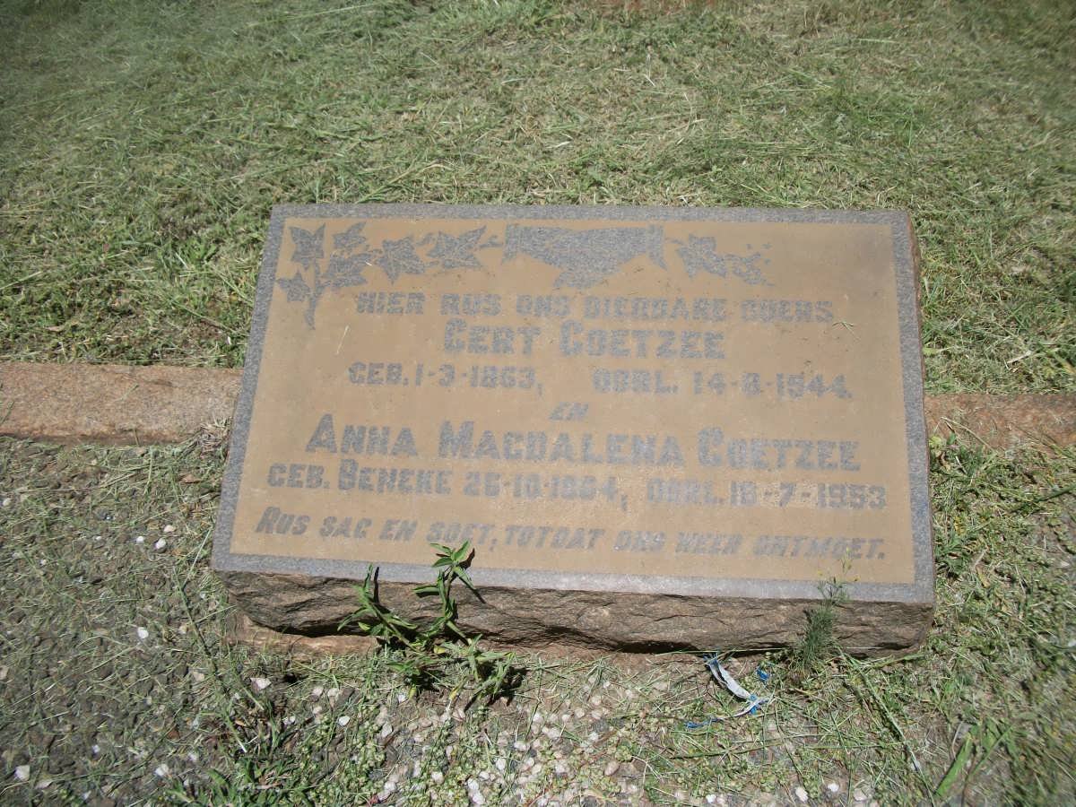 COETZEE Gert 1863-1944 &amp; Anna Magdalena BENEKE 1864-1953