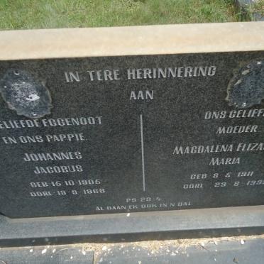 COETZER Johannes Jacobus 1905-1968 &amp; Magdalena Elizabeth Maria 1911-1999