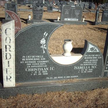 CORDIER Christiaan I.C. 1929-1996 &amp; Isabella M.C. 1936-2009 :: Joshua 1962-2003