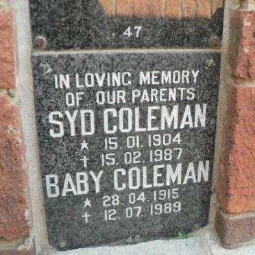 COLEMAN Syd 1904-1987 &amp; Baby 1915-1989