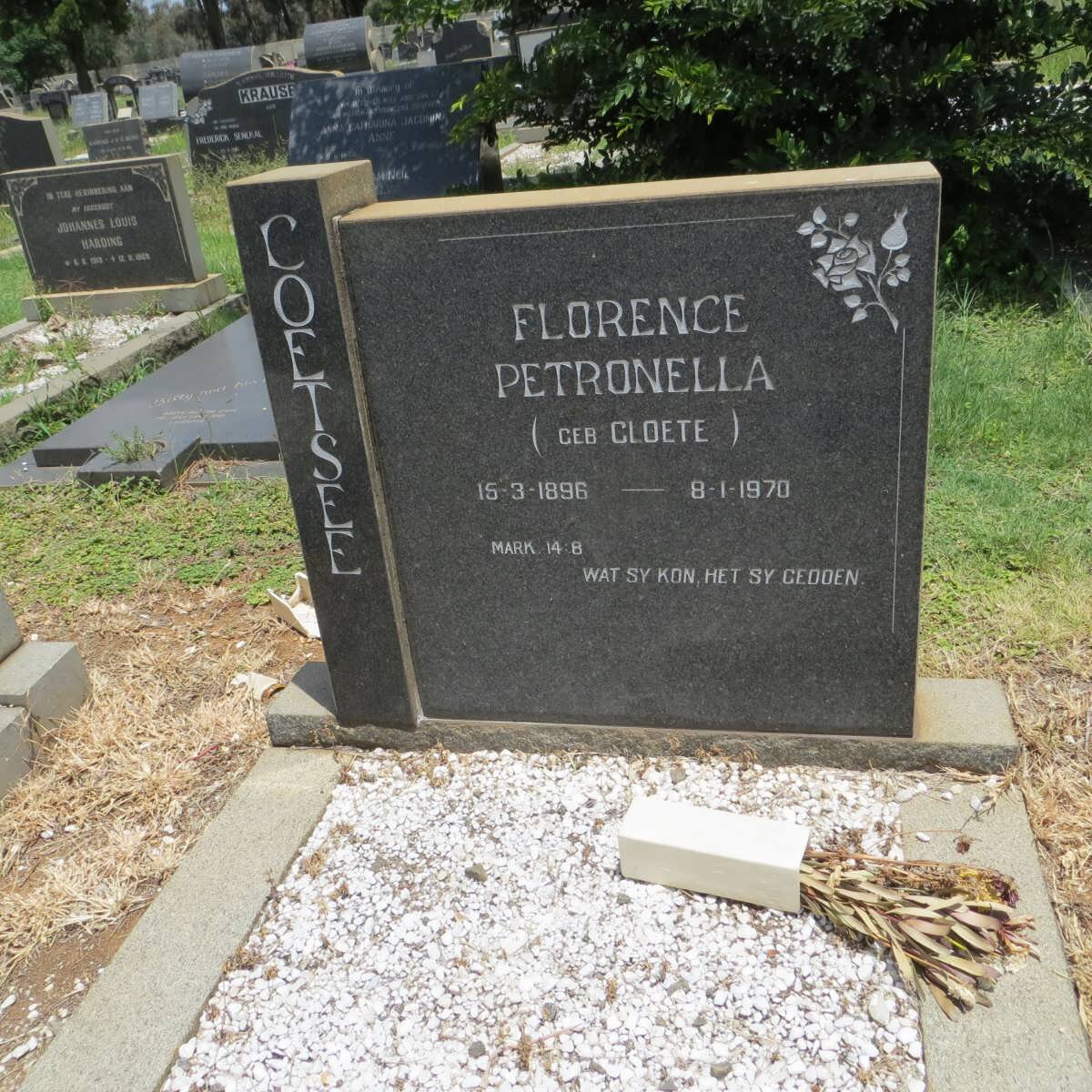 COETSEE Florence Petronella nee CLOETE 1896-1970