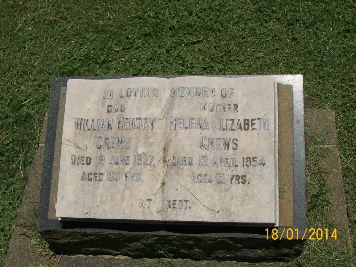 CREWS William Hendry -1937 &amp; Helena Elizabeth -1954