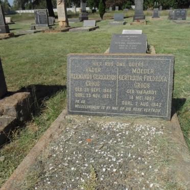 CROUS Hermanus Gerhardus 1840-1923 &amp; Gertruida Fredrika 1867-1942 geboren Van Aart