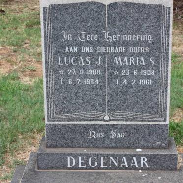 DEGENAAR Lucas J. 1888-1964 &amp; Maria S. 1908-1961