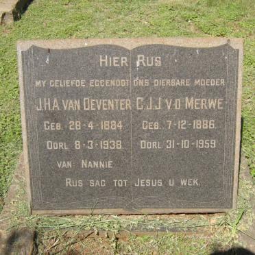 DEVENTER J.H.A., van 1884-1938 &amp; C.J.J. V.D. MERWE 1886-1959