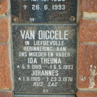 DIGGELE Johannes, van 1905-1978 &amp; Ida Theuna 1909-1993