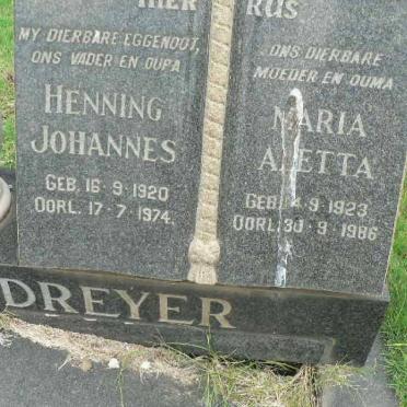 DREYER Henning Johannes 1920-1974 &amp; Maria Aletta 1923-1986