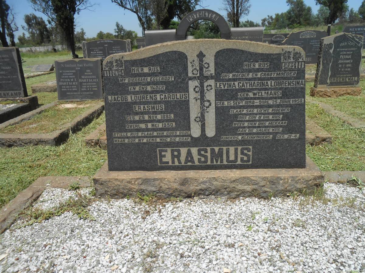 ERASMUS Jacob Lourens Carolus 1885-1950 &amp;  Levina Catharina Lourensina nee WELMANS 1890-1958