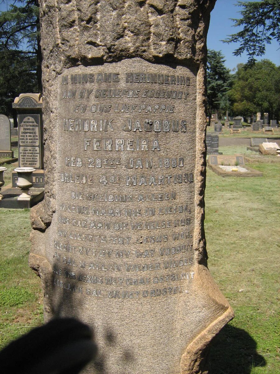 FERREIRA Hendrik Jacobus 1880-1938