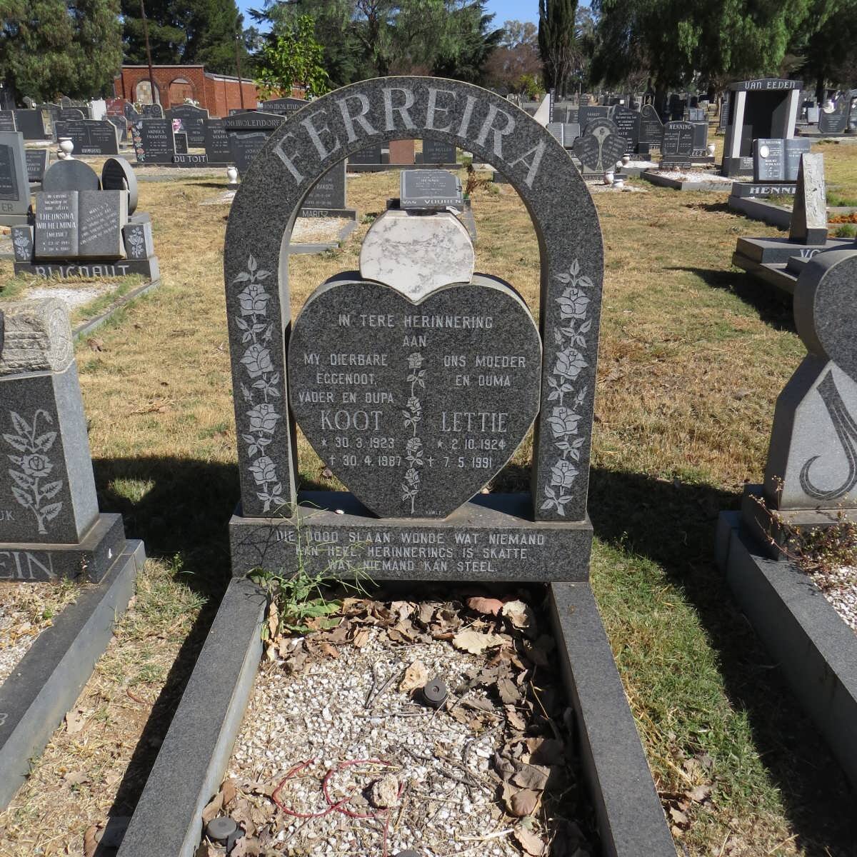 FERREIRA Koot 1923-1987 &amp; Lettie 1924-1991