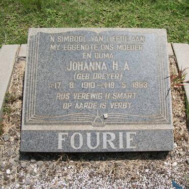 FOURIE Johanna H.A. nee DREYER 1910-1983