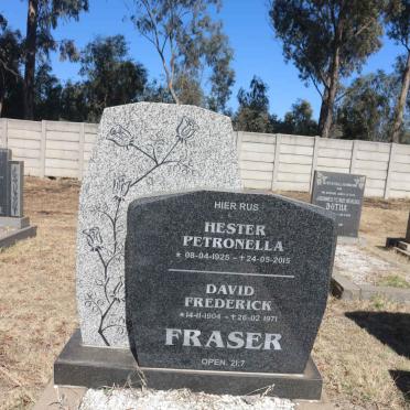 FRASER David Frederick 1904-1971 &amp; Hester Petronella 1925-2015