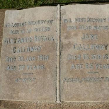 GALLOWAY Alexander Boyack -1919 &amp; Jane -1935