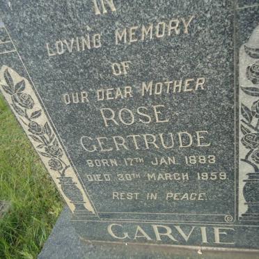 GARVIE William Hugh Bilsland 1881-1930 &amp; Rose Gertrude 1883-1959 