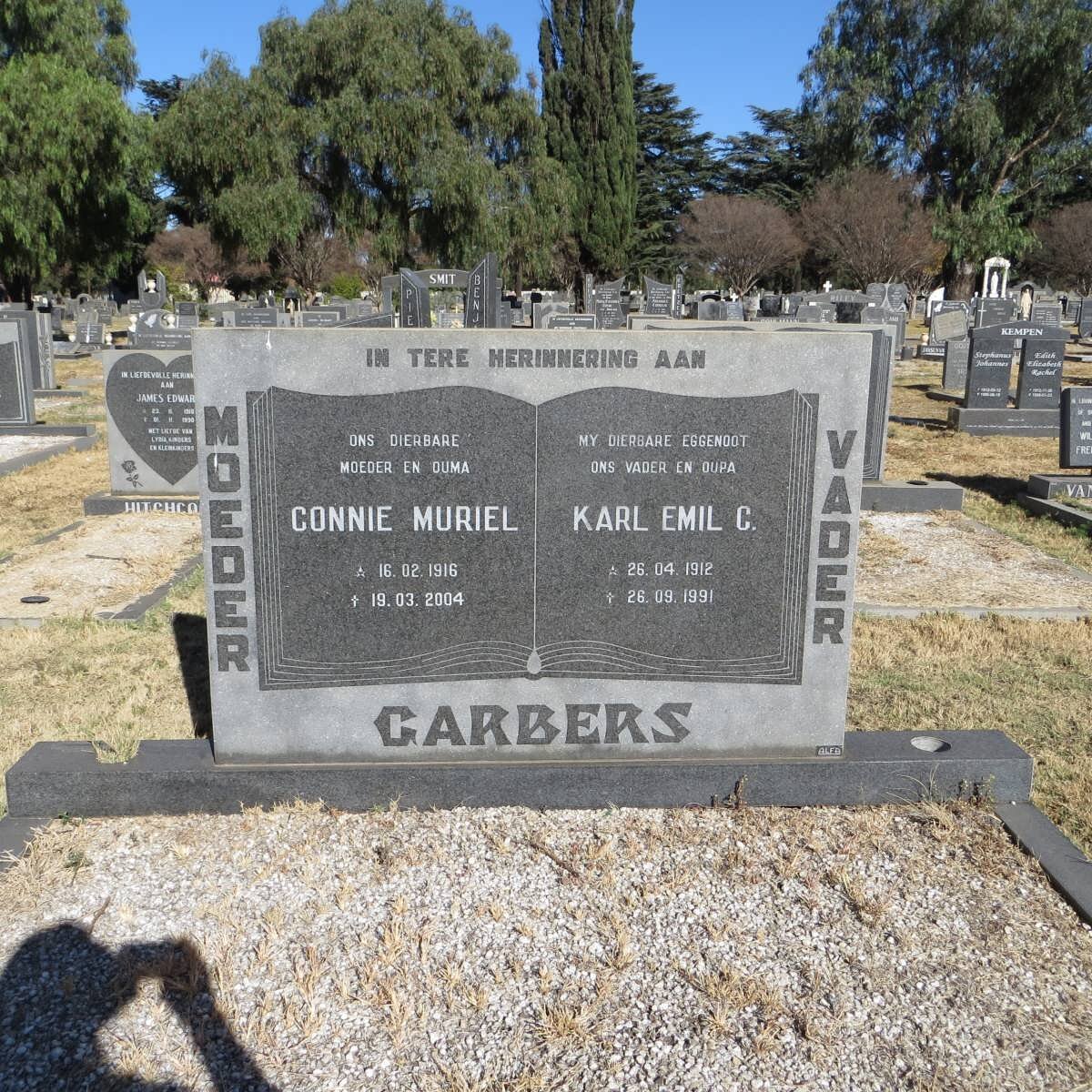 GARBERS Karl Emil C. 1912-1991 &amp; Connie Muriel 1916-2004