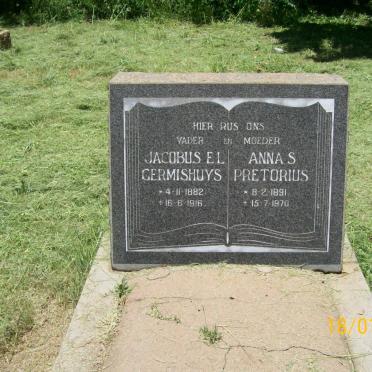 GERMISHUYS Jacobus E.L. 1882-1916 &amp; Anna S. PRETORIUS 1891-1970