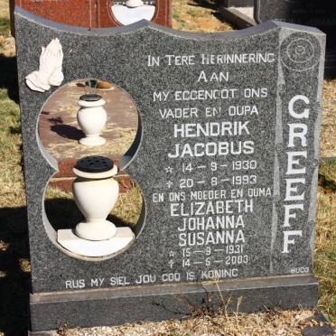 GREEFF Hendrik Jacobus 1930-1993 &amp; Elizabeth Johanna Susanna 1931-2003