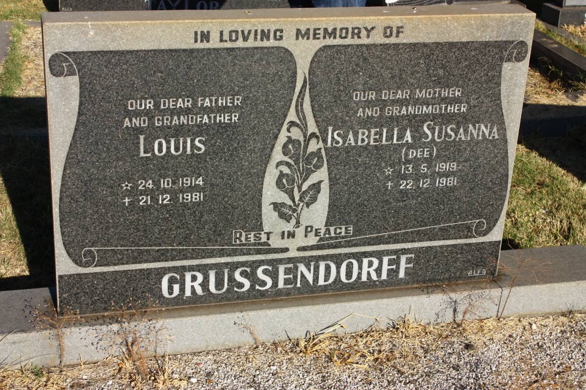 GRUSSENDORFF Louis 1914-1981 &amp; Isabella Susanna 1918-1981