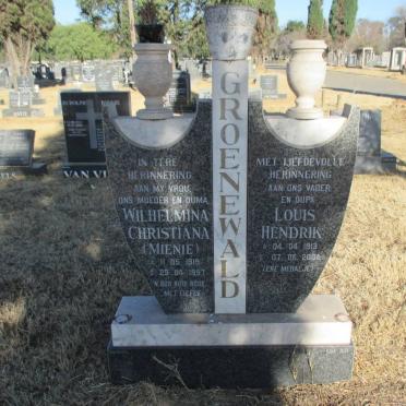 GROENEWALD Louis Hendrik 1913-2004 &amp; Wilhelmina Christiana 1919-1997