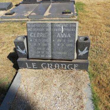 GRANGE Gerrie, le 1916-1987 &amp; Anna 1919-1988