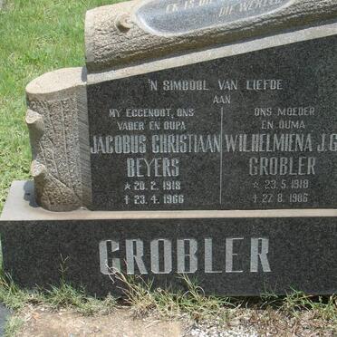 GROBLER Jacobus Christiaan Beyers 1918-1966 &amp; Wilhelmina J.G. 1919-1986