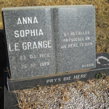 GRANGE, Anna Sophia, le 1929-1999