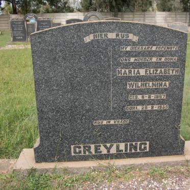 GREYLING Maria Elizabeth Wilhelmina 1887-1955