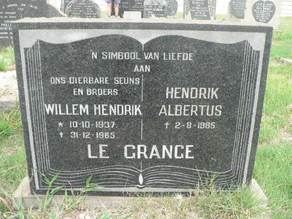 GRANGE Willem Hendrik, le 1937-1965 :: LE GRANGE Hendrik Albertus -1985