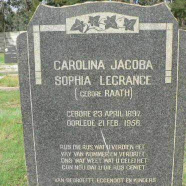 GRANGE Carolina Jacoba Sophia, le nee RAATH 1897-1956