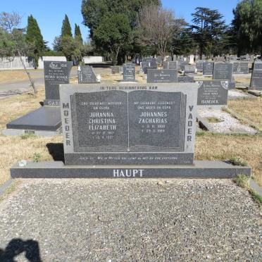 HAUPT Johannes Zacharias 1909-1984 &amp; Johanna Christina Elizabeth 1917-1987