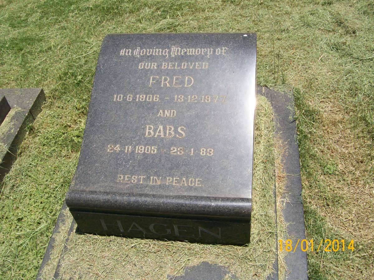 HAGEN Fred 1906-1977 &amp; Babs 1905-1983
