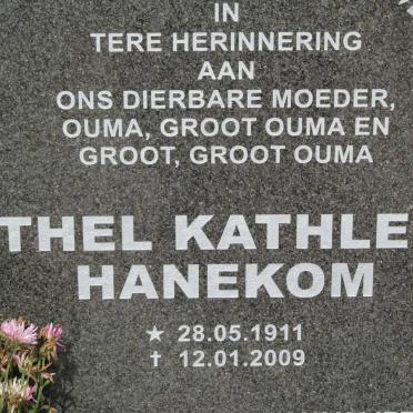 HANEKOM Tobias Nicholaas 1915-1980 &amp; Ethel Kathleen 1911-2009