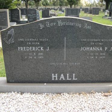 HALL Frederick J. 1891-1971 &amp; Johanna P.J. 1896-1970