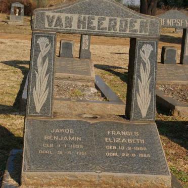 HEERDEN Jakob Benjamin, van 1895-1951 &amp; Frances Elizabeth 1908-1965